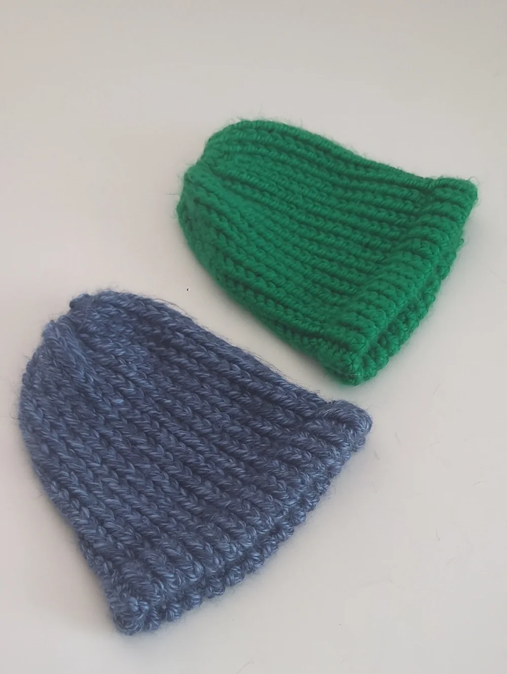 Kids Knit Beanie Hat Set - Green & Blue